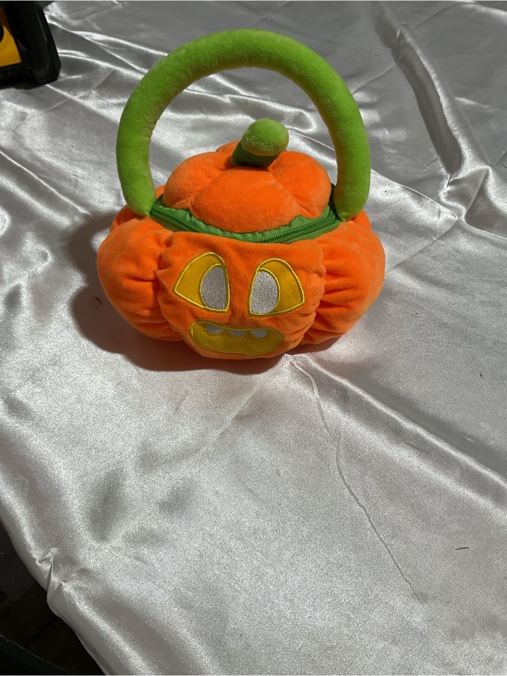 Plush Halloween Pumpkin Trick-or-Treat Basket - Orange